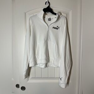 Puma Womens Half Zip Pullover Sweater (White, Extra Large)